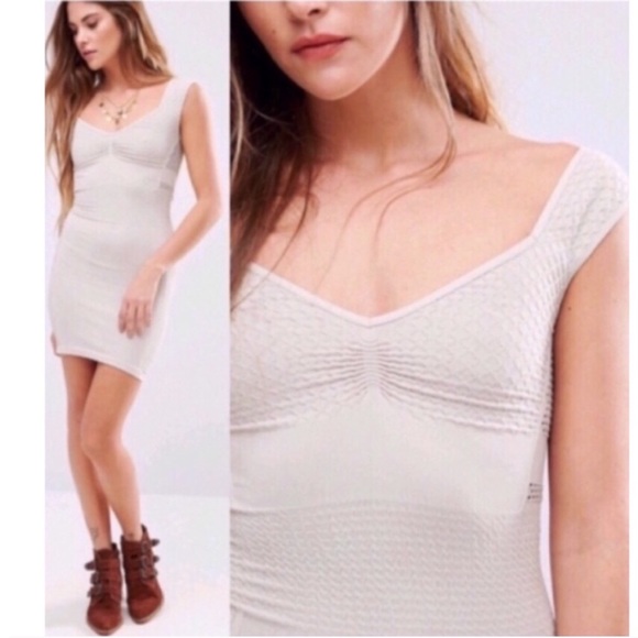 Free People Beige Bodycon Cap Sleeve Slip Dress - Picture 5 of 5
